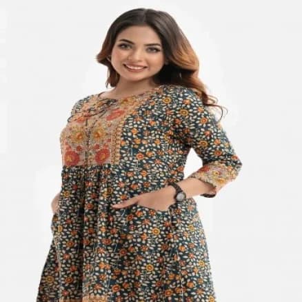 Pink and Black Crepe Tunic with Shrug