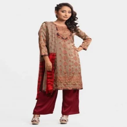 Olive Green Satin Georgette A-line Kameez