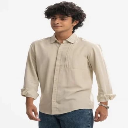 Green Lyocell Cotton Long Sleeve Casual Shirt