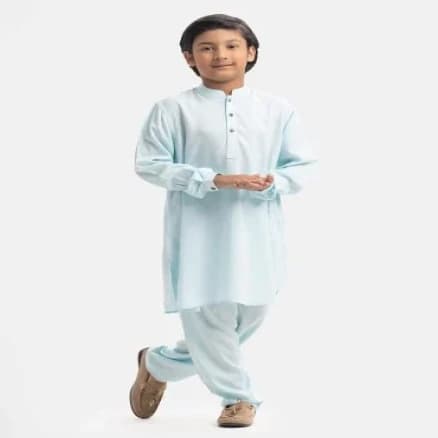 Sky Blue Viscose Kabli Panjabi Set