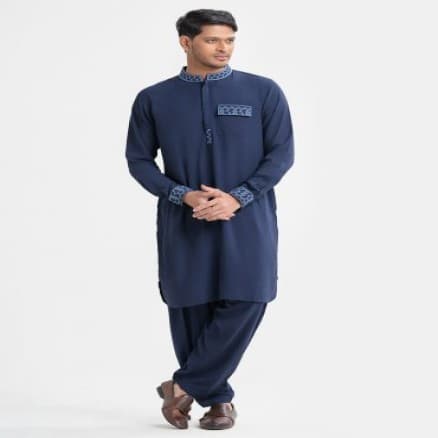 Blue Viscose Kabli Set